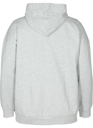 Sweat cardigan med lynlås og hætte, Light Grey Melange, Packshot image number 1