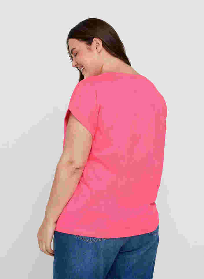 Neonfarvet t-shirt i bomuld, Neon Pink, Model image number 1