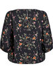 Bluse med 3/4 &aelig;rmer og blondedetalje, Sort, Packshot image number 1