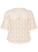 Crochet cardigan med korte ærmer, Beige, Packshot image number 1