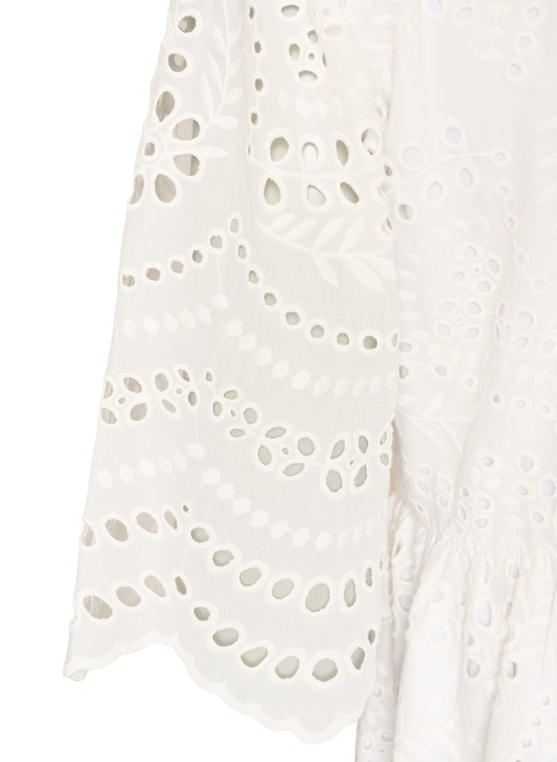 Zizzi Midikjole med broderi anglaise og empire-snit, Hvid, Packshot image number 3