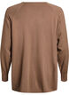 Strikbluse med rund hals og strikket m&oslash;nster, Brun, Packshot image number 1