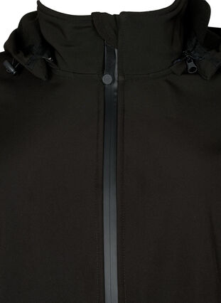 Kort softshell jakke med aftagelig hætte, Black, Packshot image number 2