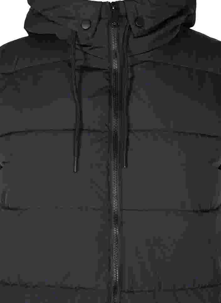 Lang vest med hætte og lommer, Black, Packshot image number 2