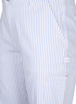 Stribede cargo jeans med straight fit, Blue White Stripe, Packshot image number 2