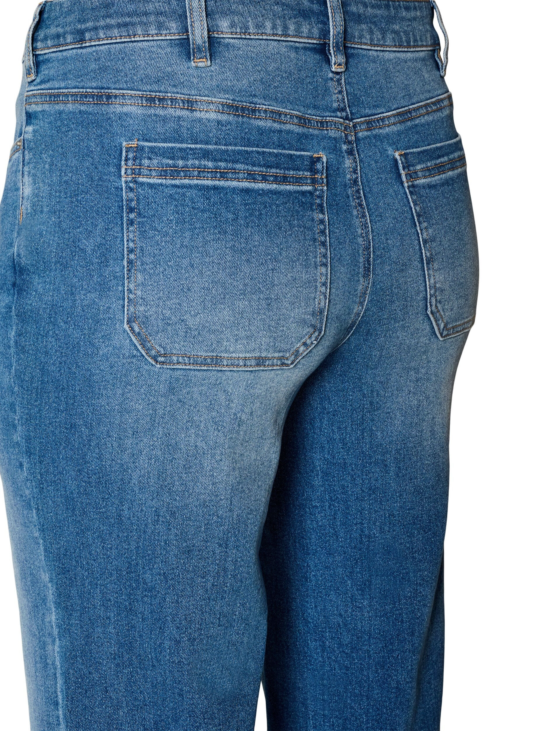 ZizziStraight jeans med let slidt udtryk, Bl&aring;, Packshot image number 3