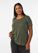 Ensfarvet basis t-shirt i bomuld, Gr&oslash;n, Model image number 0