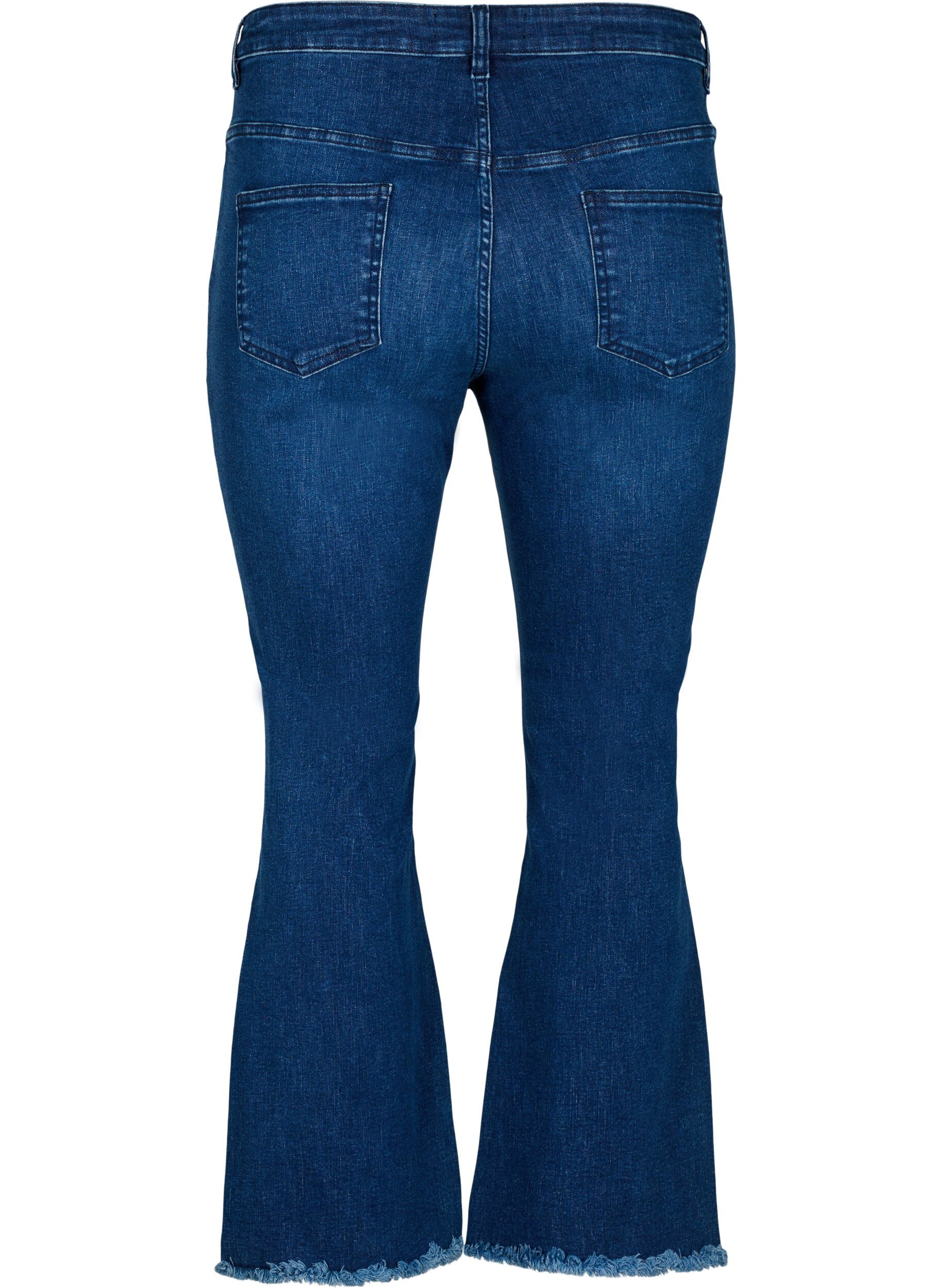 Zizzi Ellen bootcut jeans med r&aring; kant , Blue denim, Packshot image number 1