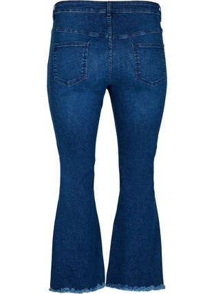 Ellen bootcut jeans med rå kant , Blue denim, Packshot image number 1