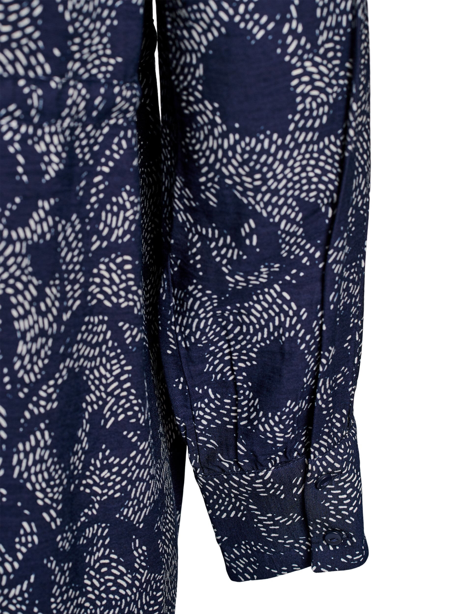 Zizzi Skjortekjole med bindeb&aring;nd og print, Bl&aring;, Packshot image number 3