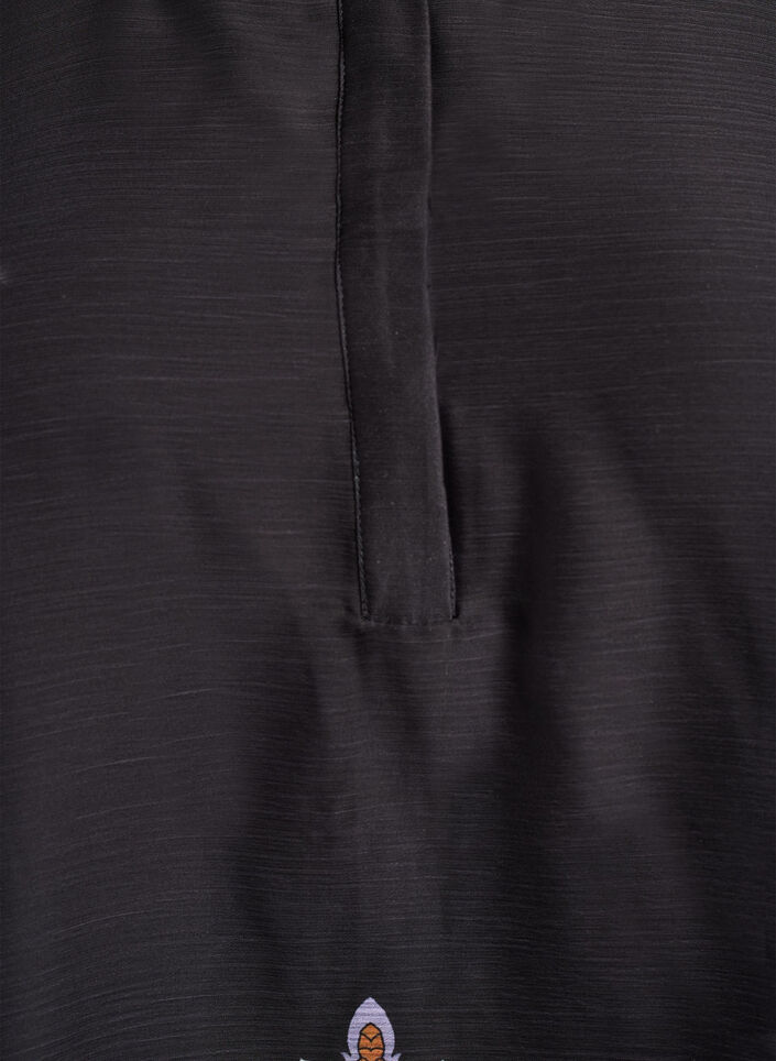 Bluse med paisleyprint og transparente ærmer, Sort, Packshot image number 2