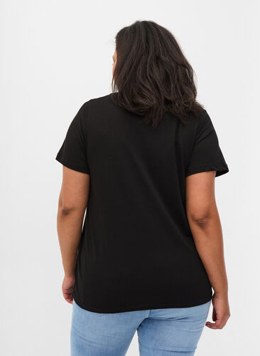 Kortærmet bomulds t-shirt med tryk , Black WAYS, Model image number 1