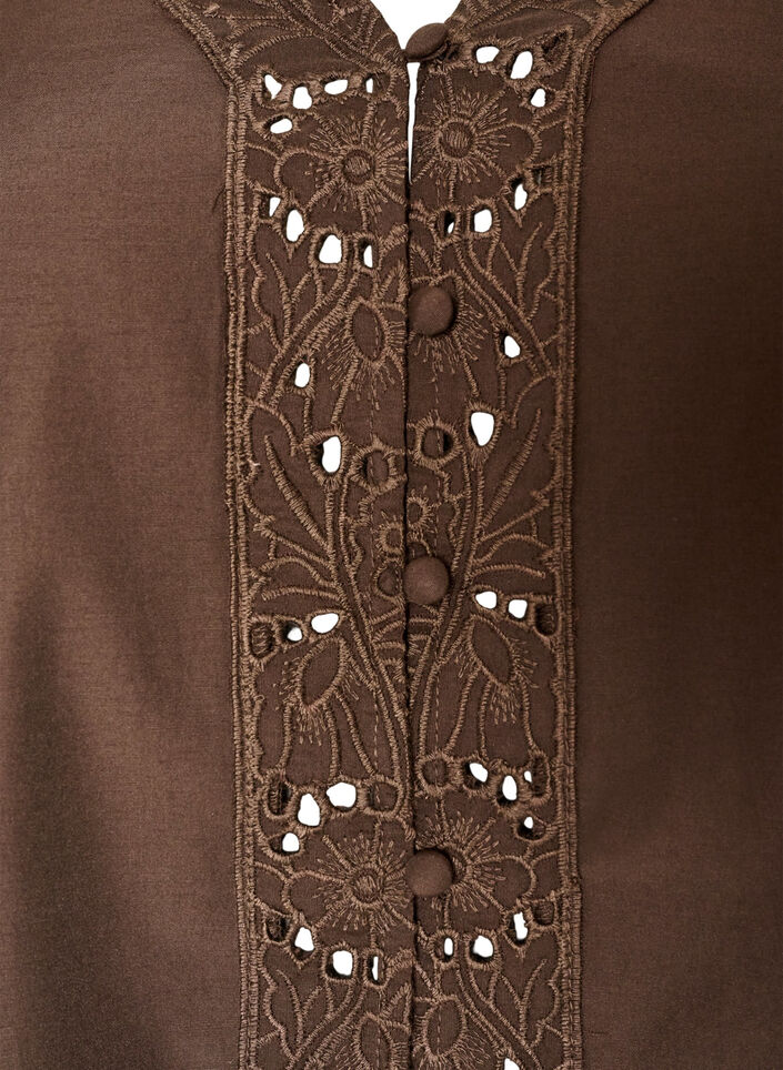 Skjortebluse med broderie anglaise, Brun, Packshot image number 2