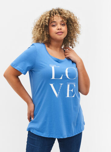 Kortærmet bomulds t-shirt med tryk, Regatta LOVE, Model image number 0