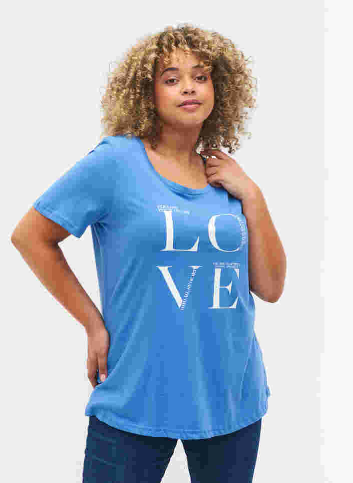 Kortærmet bomulds t-shirt med tryk, Regatta LOVE, Model image number 0