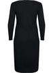 Tætsiddende kjole med lange ærmer og slids, Black, Packshot image number 1