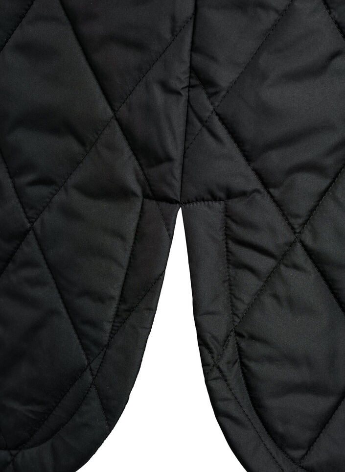 Lang quiltet vest med trykknapper, Sort, Packshot image number 4