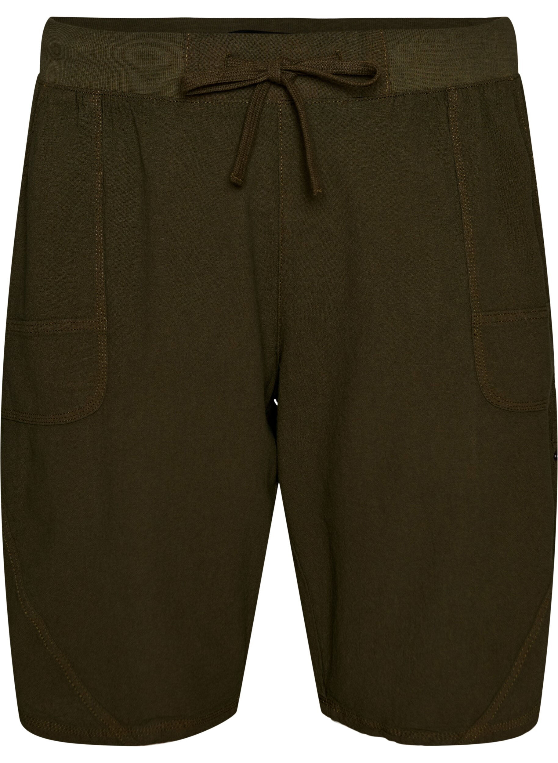 Zizzi L&oslash;se shorts i bomuld med lommer, Gr&oslash;n, Packshot image number 0