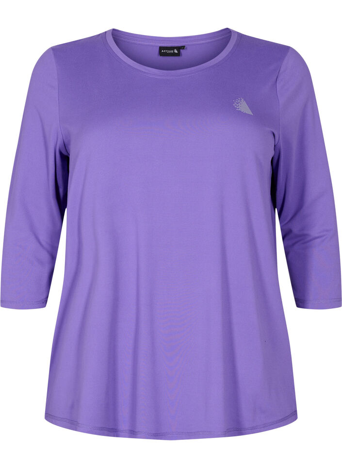 Tr&aelig;ningsbluse med 3/4 &aelig;rmer, Lilla, Packshot image number 0