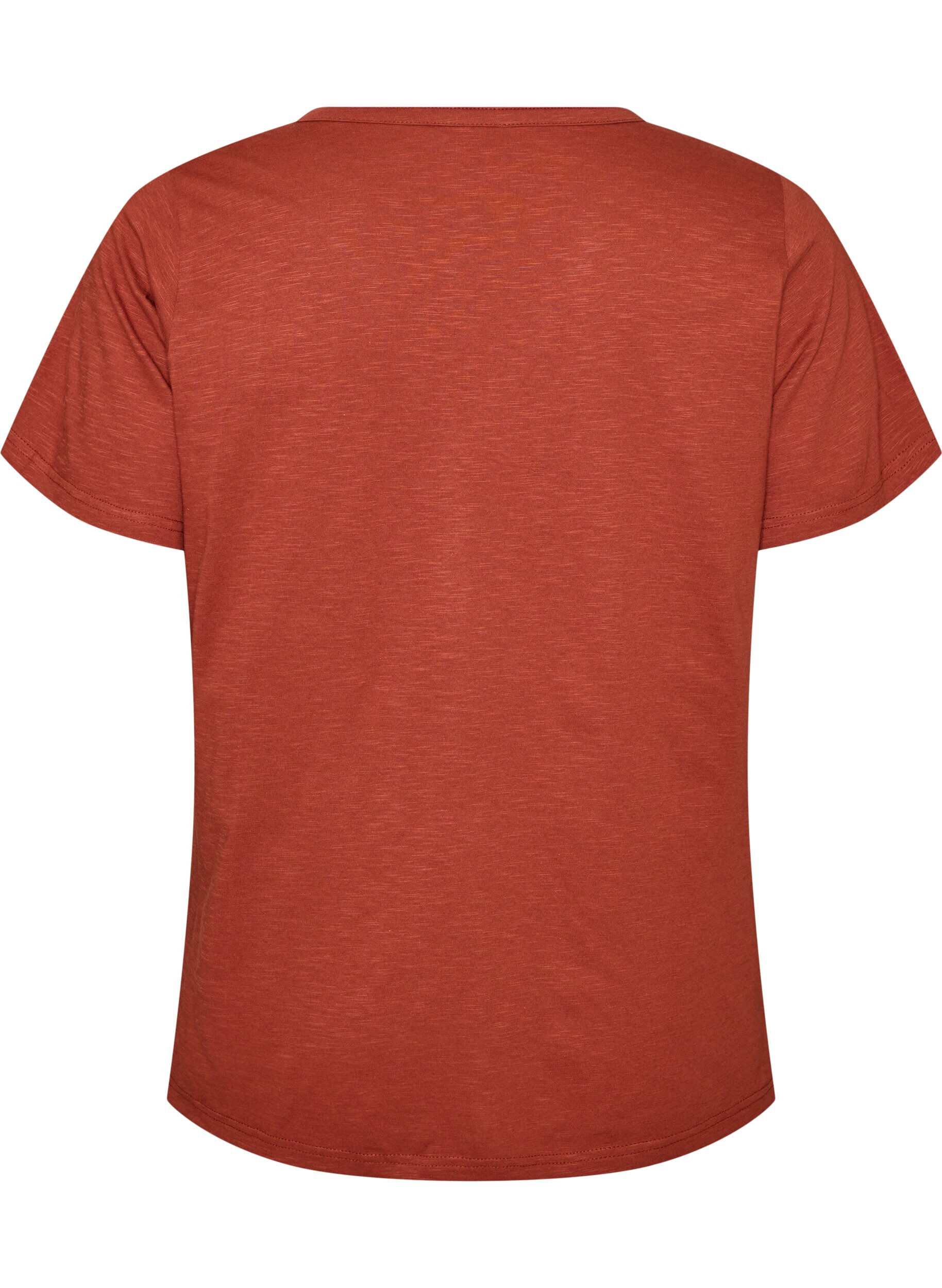 ZizziT-shirt med knapdetalje, Brun, Packshot image number 1