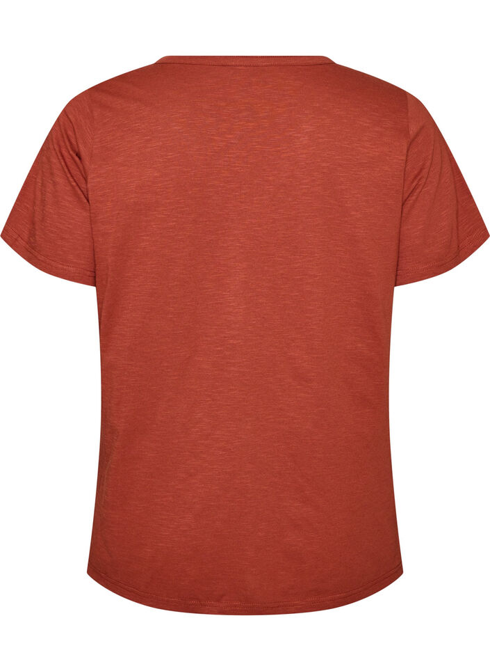 T-shirt med knapdetalje, Brun, Packshot image number 1