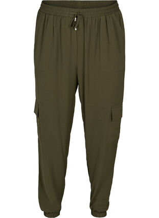 Løse bukser med side lommer, Olive Night , Packshot image number 0
