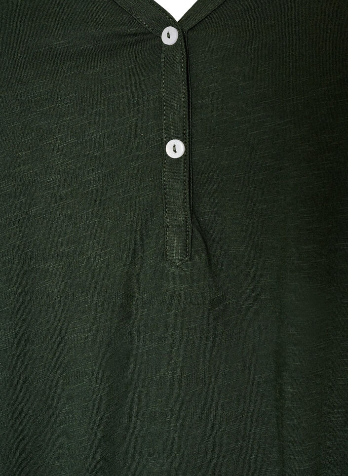Lang&aelig;rmet t-shirt med V-hals og knapper, Gr&oslash;n, Packshot image number 2