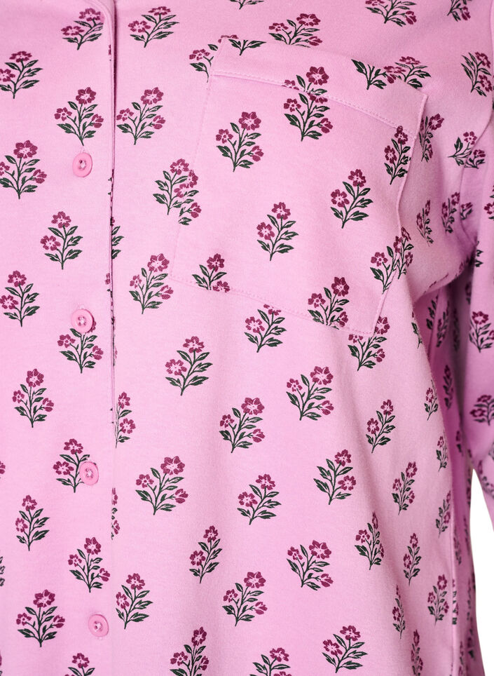 Bomulds pyjamas-skjorte med brystlomme, Lyser&oslash;d, Packshot image number 2