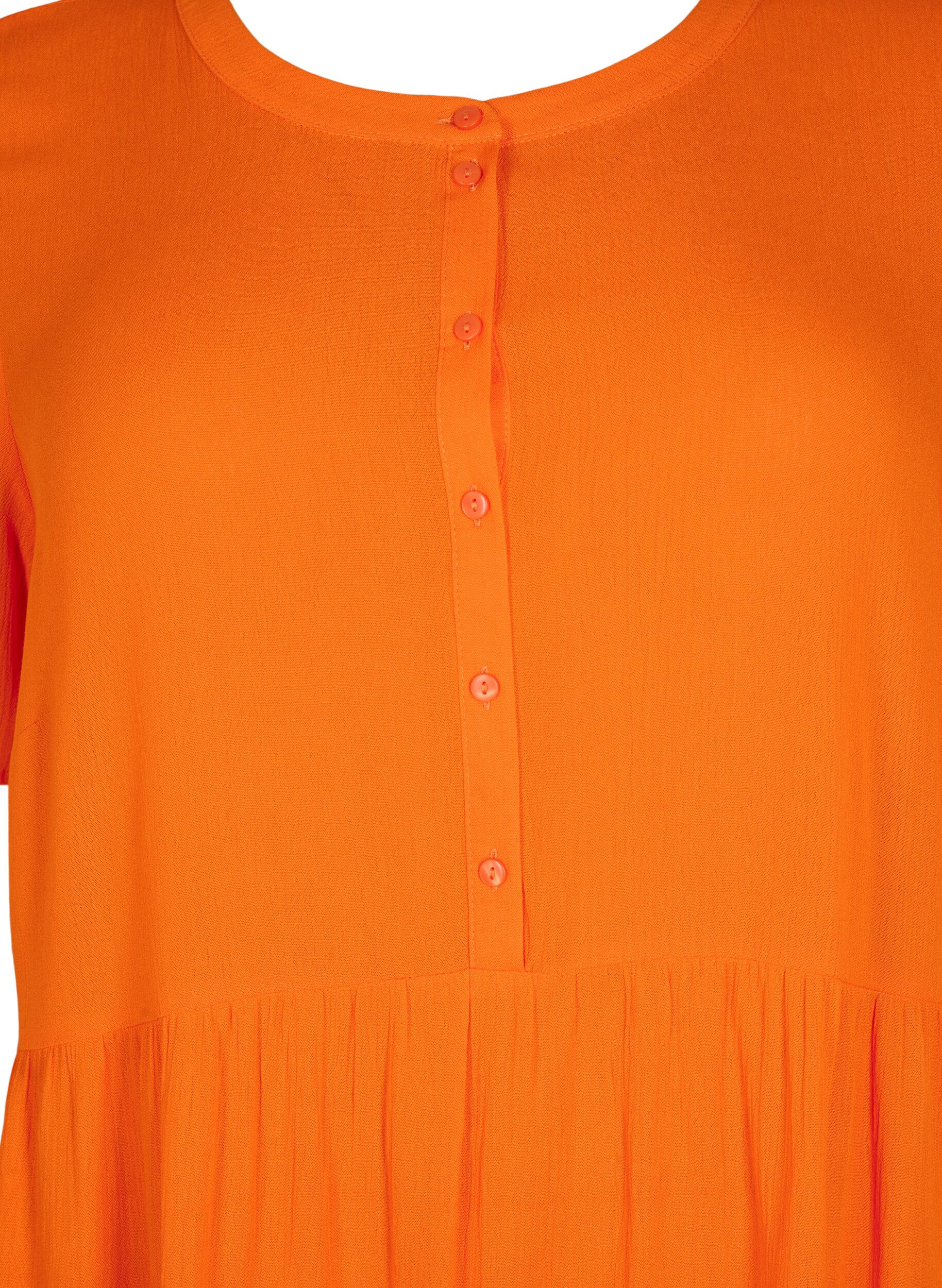 Zizzi Kort&aelig;rmet viskose kjole med a-form, Exuberance, Packshot image number 2