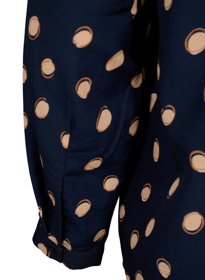 FLASH - Langærmet bluse med print, Blue Double Dot, Packshot image number 3