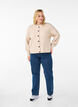 Ribstrikket cardigan med knapper, Beige, Model image number 1
