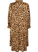 Kjole med leopardprint og fl&aelig;sedetaljer, Brun, Packshot image number 1