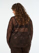 Meshbluse med blomster og pailletter, Brun, Model image number 2