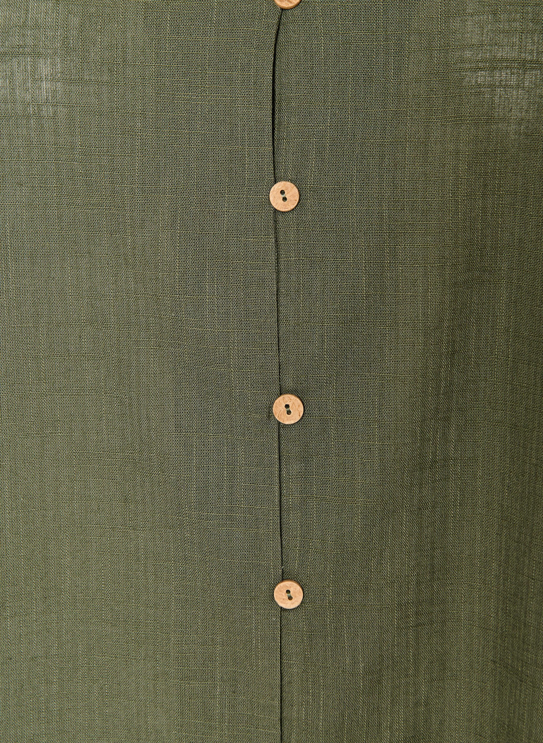 ZizziKort&aelig;rmet bomuldsskjorte med V-udsk&aelig;ring, Gr&oslash;n, Packshot image number 2