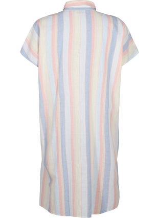 Lang skjorte i bomuldsmix med hør , Multi Color Stripe, Packshot image number 1