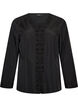 Skjortebluse med broderie anglaise, Sort, Packshot image number 0