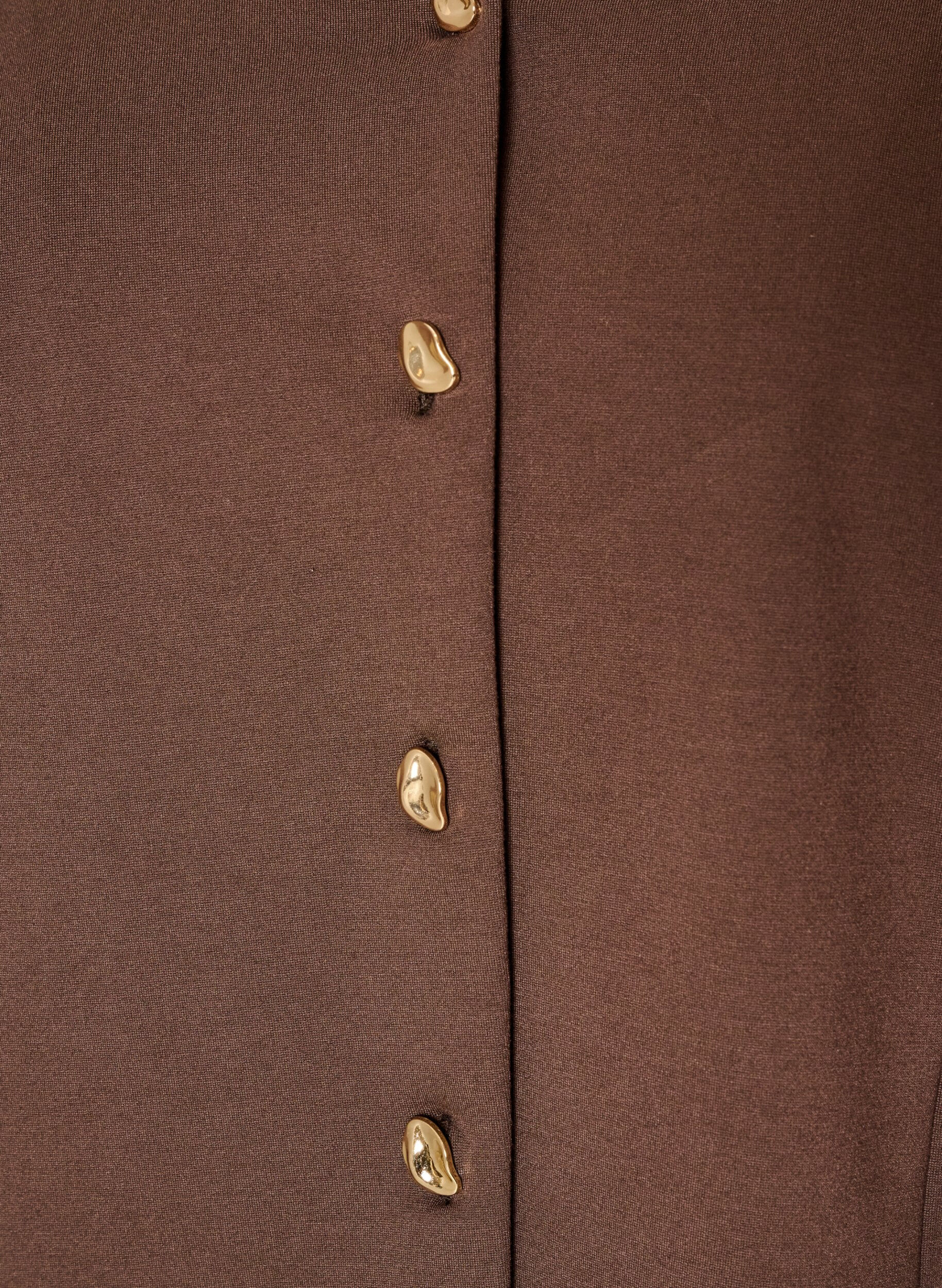 ZizziFigursyet jerseycardigan med dekorative knapper, Brun, Packshot image number 2