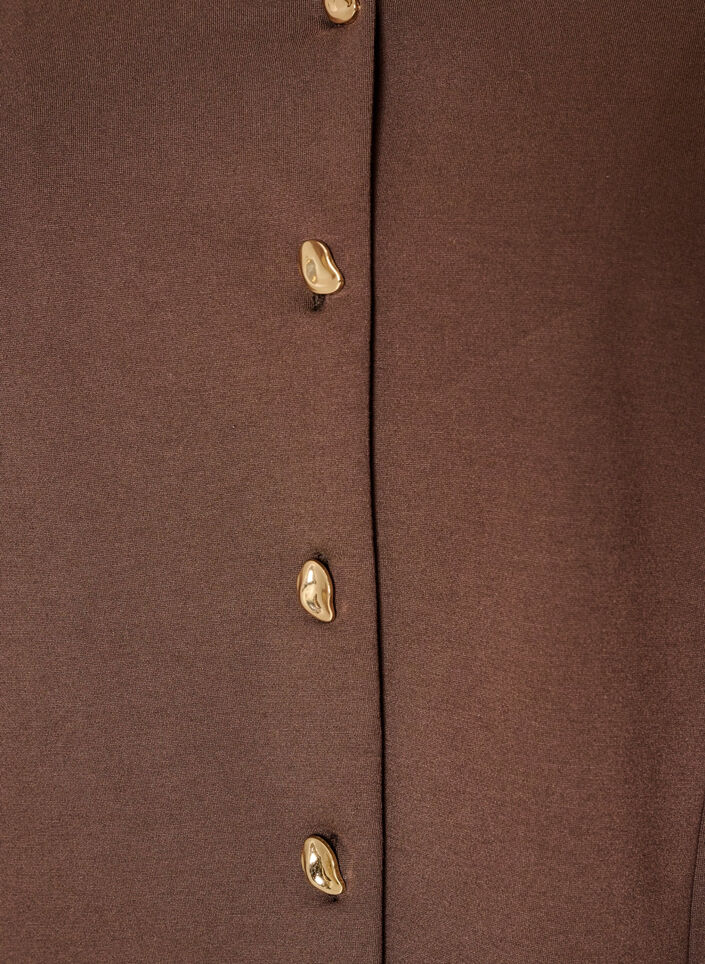 Figursyet jerseycardigan med dekorative knapper, Brun, Packshot image number 2