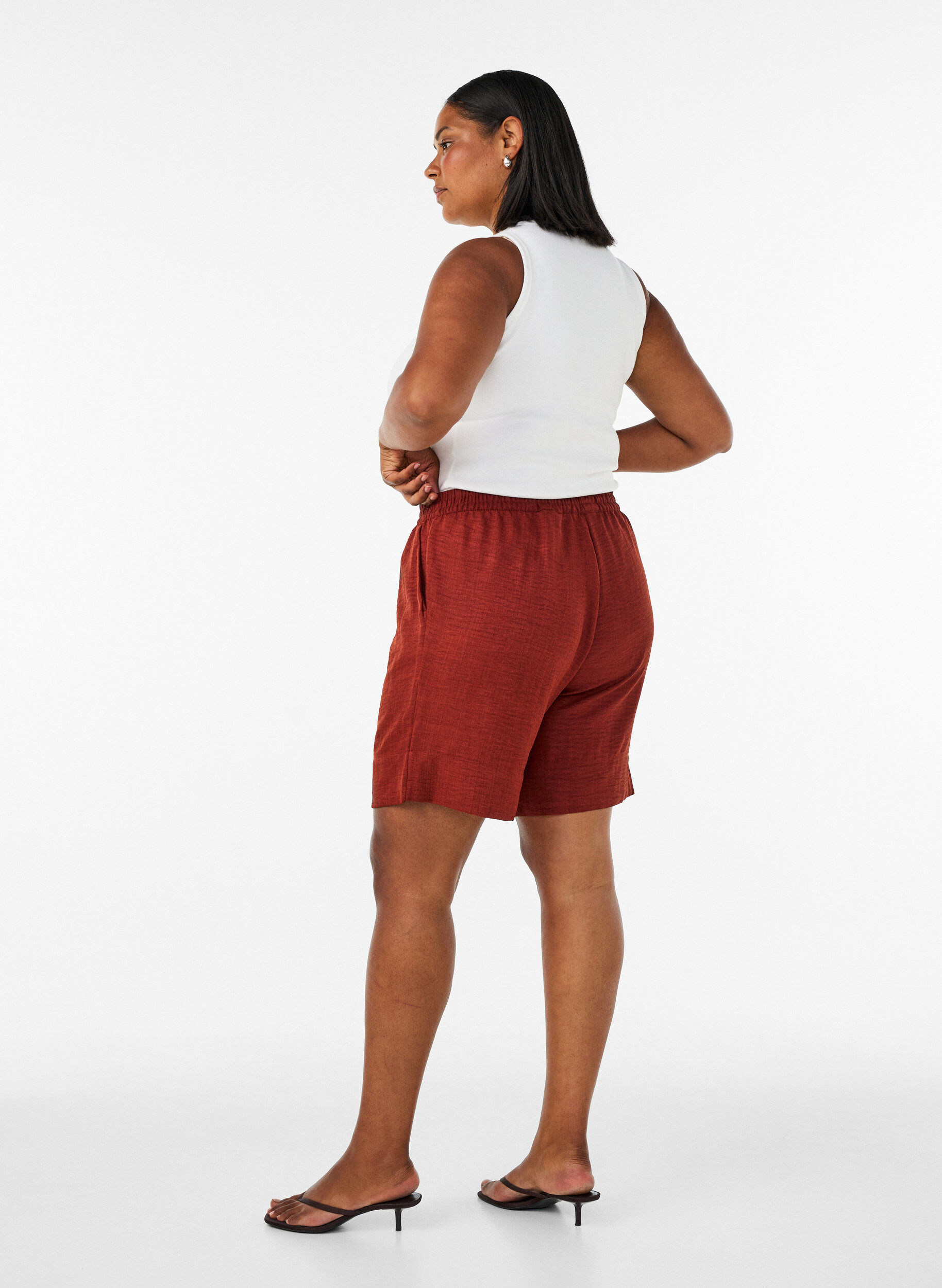 ZizziShorts med lommer og h&oslash;j talje, R&oslash;d, Model image number 2
