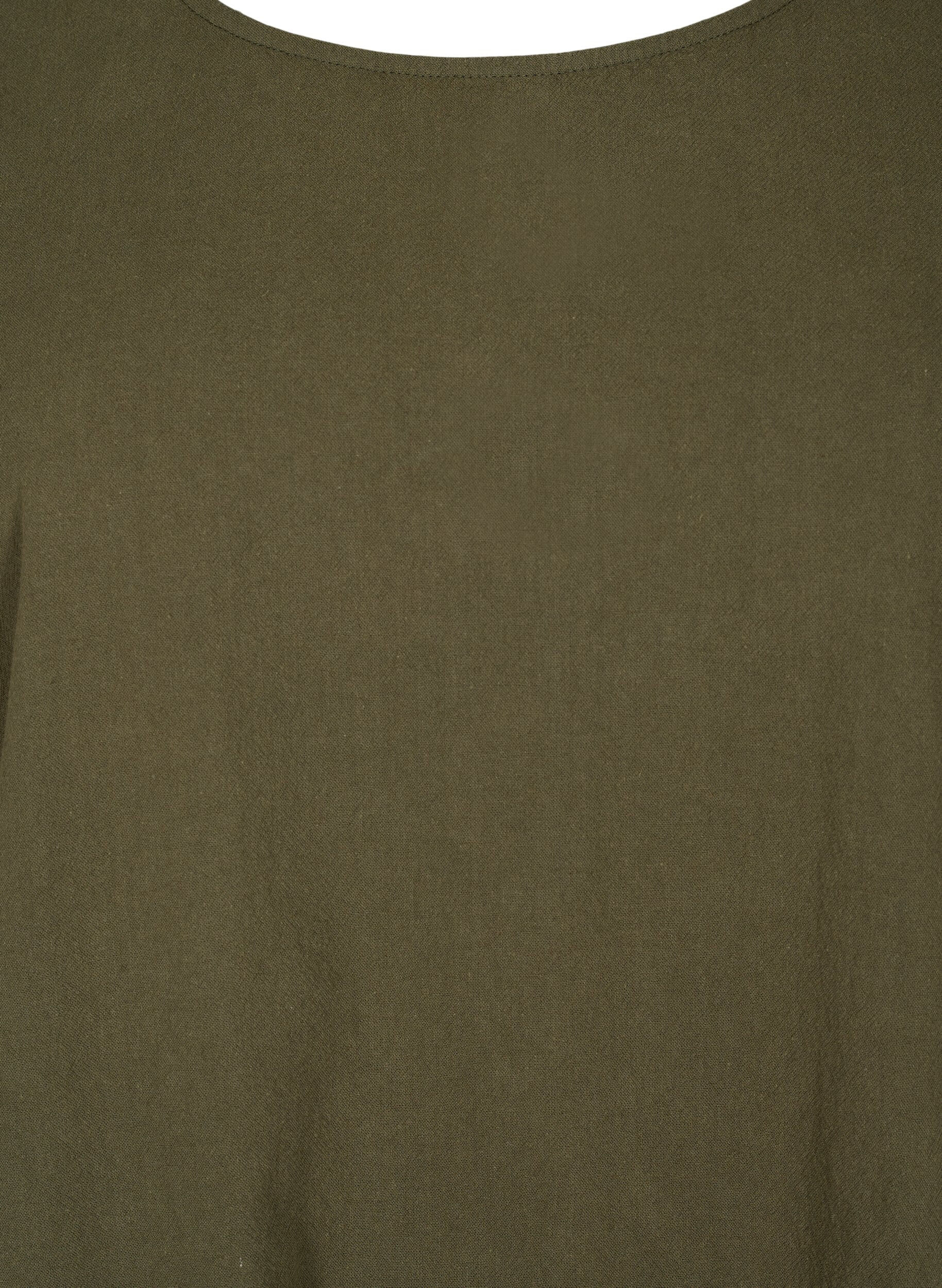 Zizzi FLASH - Kort&aelig;rmet tunika i bomuld, Forest Night, Packshot image number 2