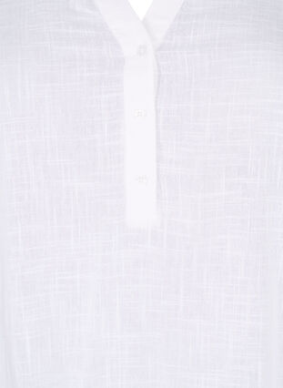 Skjortebluse i bomuld med v-udskæring, Bright White, Packshot image number 2