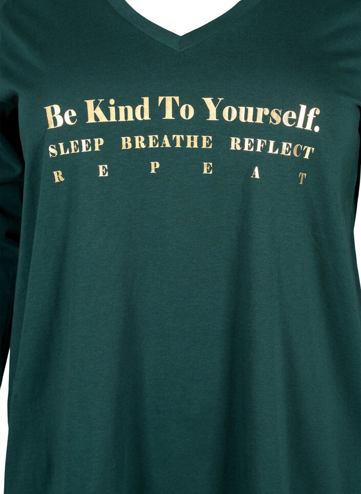 Bomulds natbluse med teksttryk, Scarab, Packshot image number 2