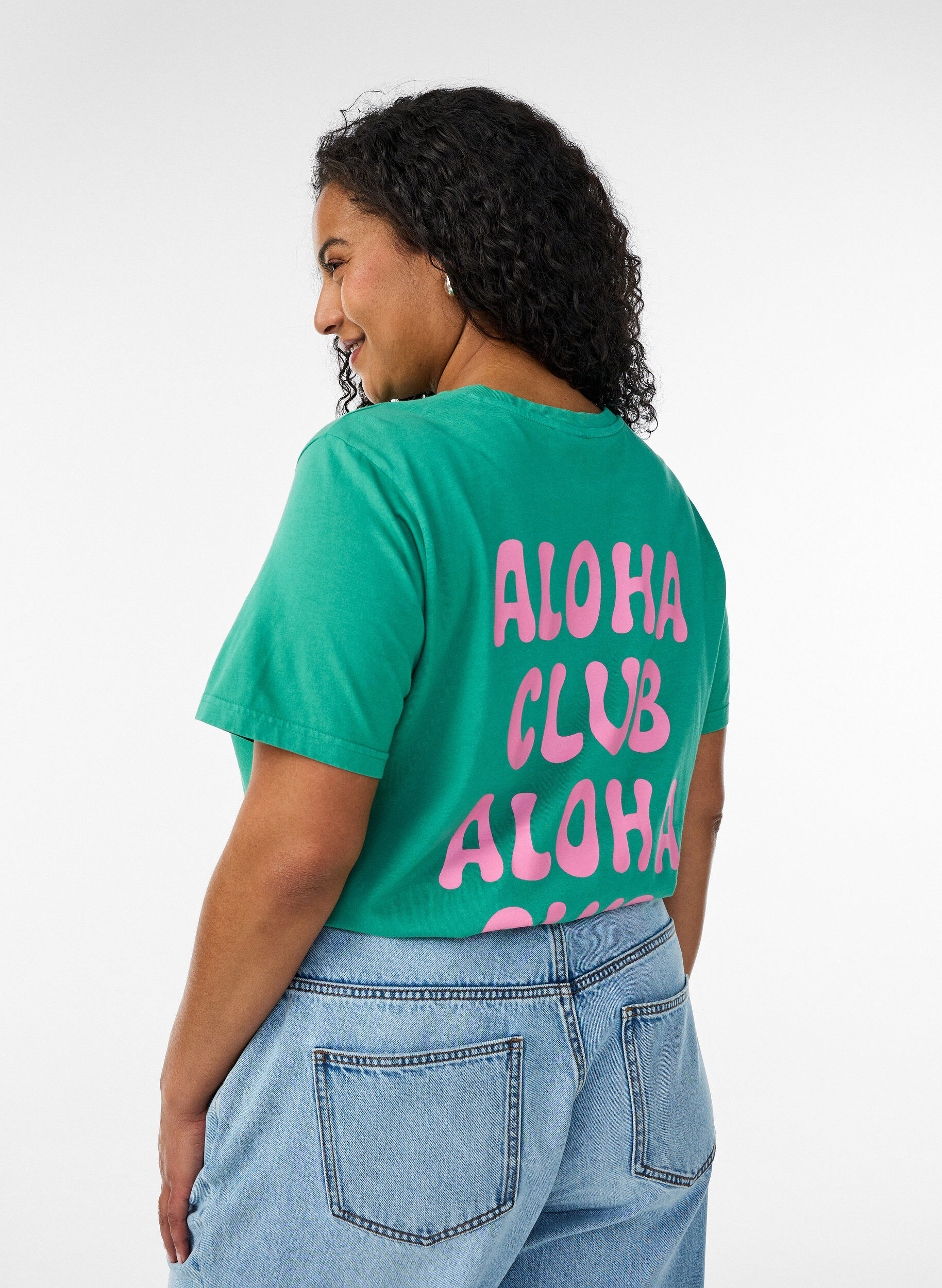 ZizziT-shirt i &oslash;kologisk bomuld med rygprint, Gr&oslash;n, Model image number 2