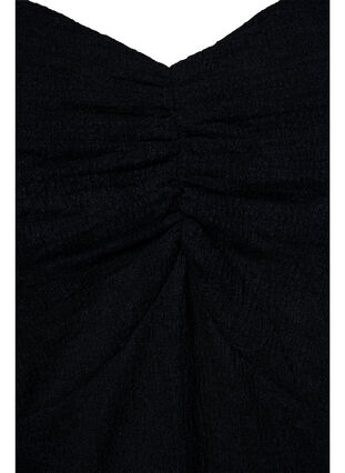 Tætsiddende bluse med rynkedetalje, Black, Packshot image number 2