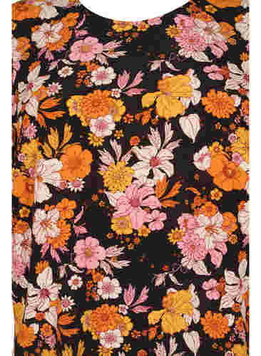 Blomstret viskose bluse med rygdetalje , Black Flower AOP, Packshot image number 2