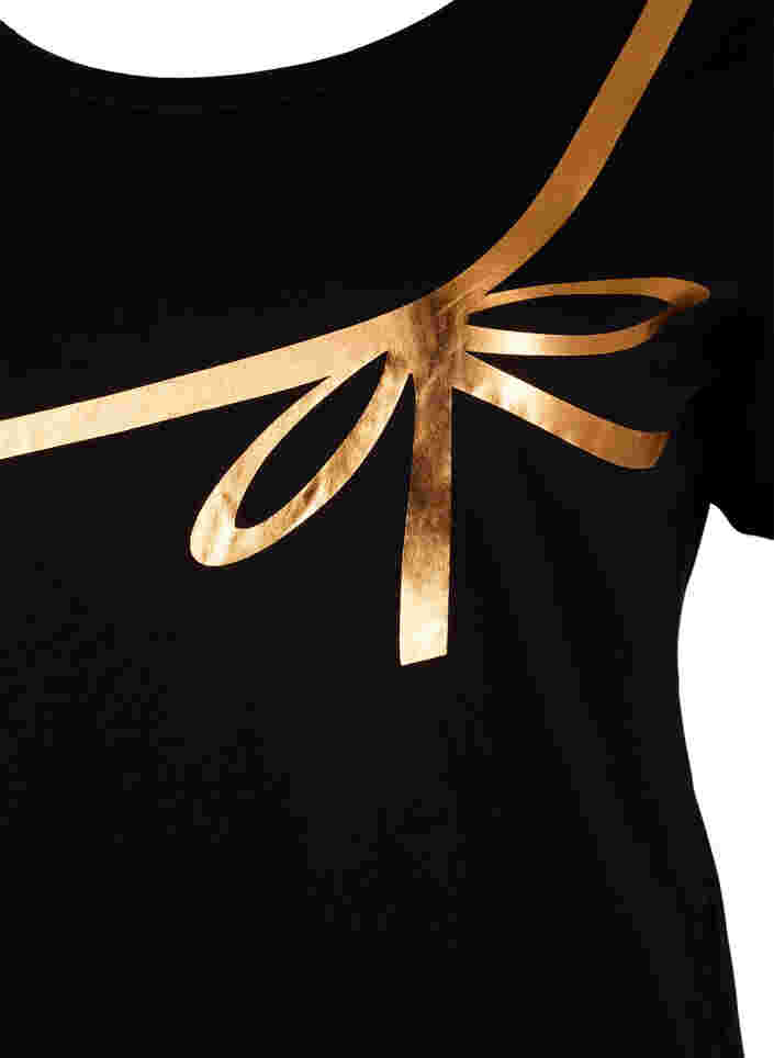 Jule t-shirt i bomuld, Black Copper Bow, Packshot image number 2