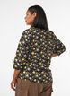 Viskosebluse med m&oslash;nster og 3/4-&aelig;rmer, Sort, Model image number 2