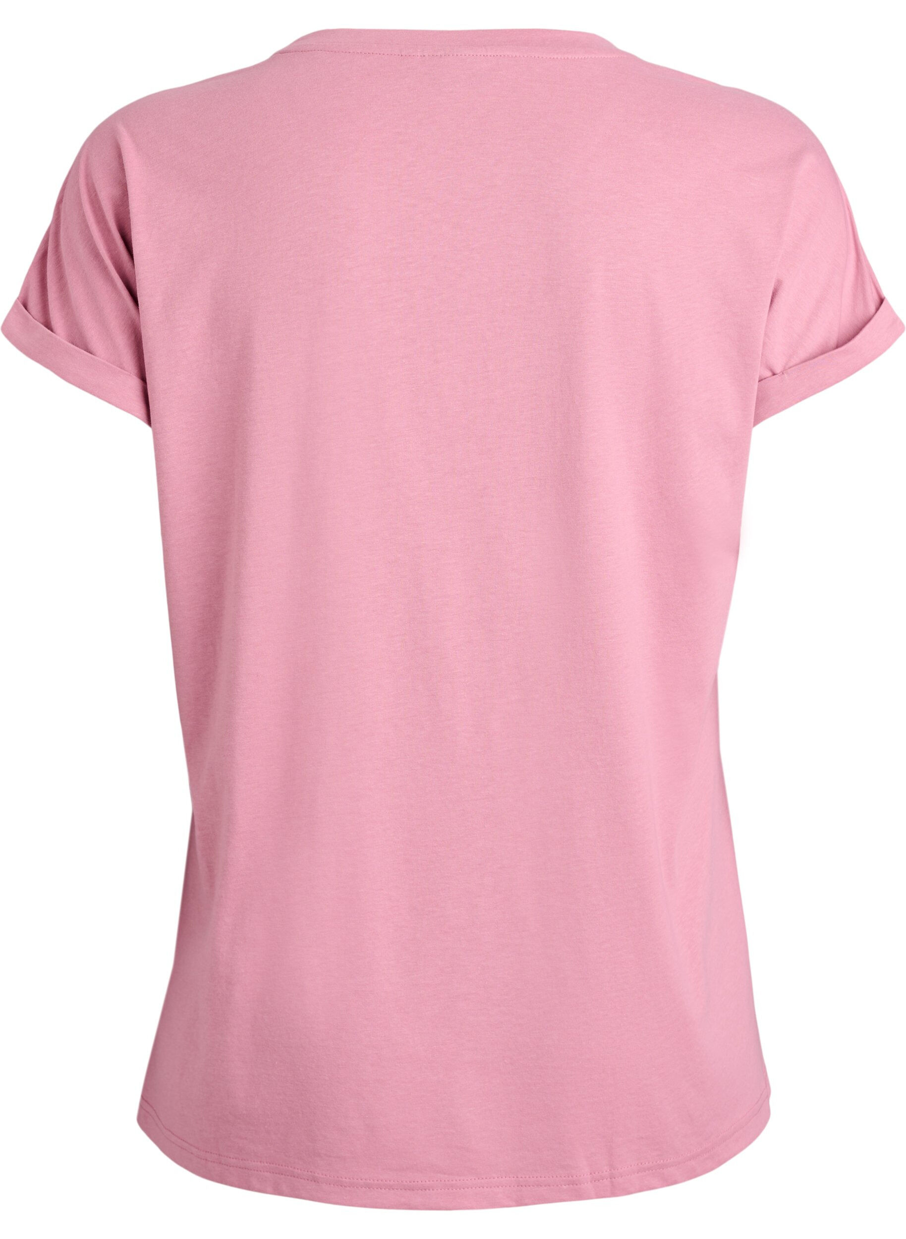 ZizziKort&aelig;rmet t-shirt i bomuldsblanding, Lyser&oslash;d, Packshot image number 1