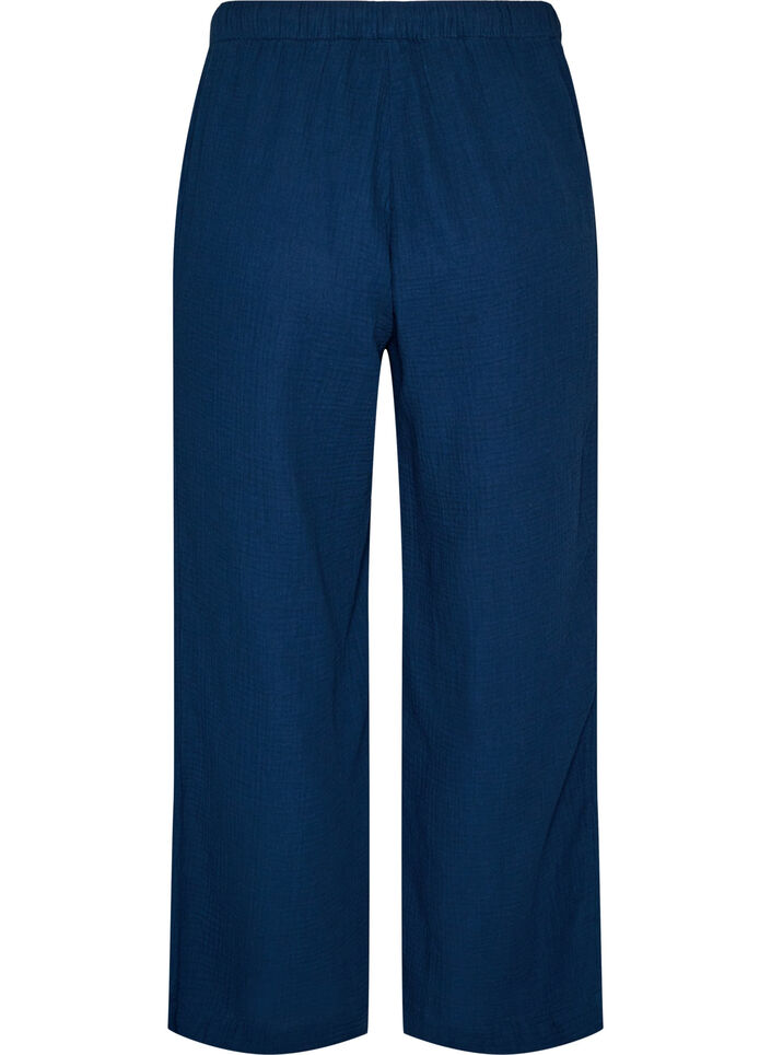 L&oslash;se pyjamasbukser i bomuldsmusselin, Bl&aring;, Packshot image number 1