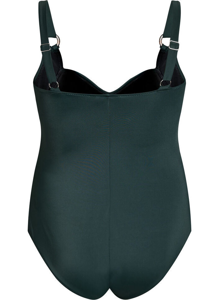 Vatteret badedragt med draperinger, Gr&oslash;n, Packshot image number 1